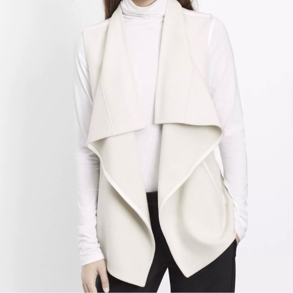 Vince Leather Collar Drape Vest Size Small